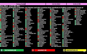 Комментарий официального представителя МИД России М.В.Захаровой в связи с принятием 77-й сессией Генеральной Ассамблеи ООН резолюции о борьбе с героизацией нацизма